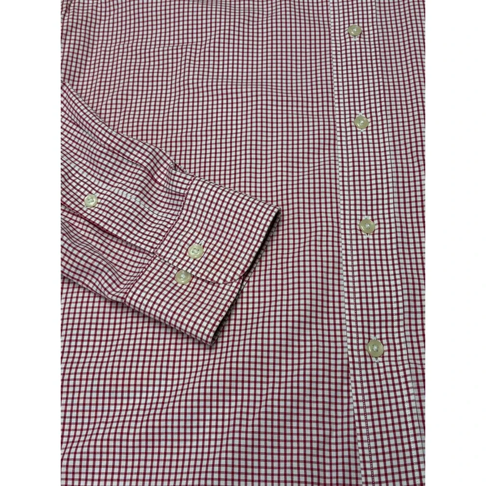 Polo Ralph Lauren Curham Classic Fit Gingham Shirt‎ Burgundy White Mens 16 34/35
